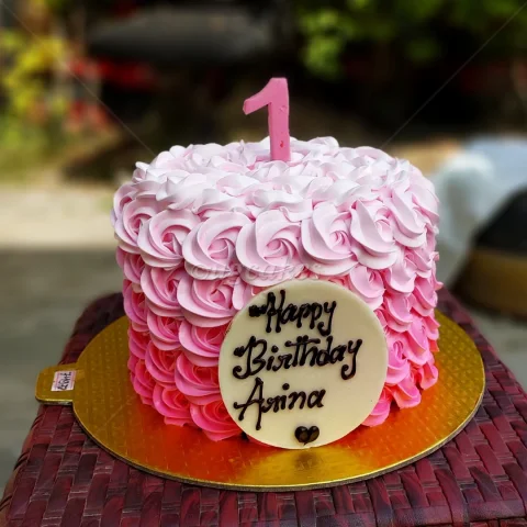 1st Birthday Pink Ombre Smash Cake