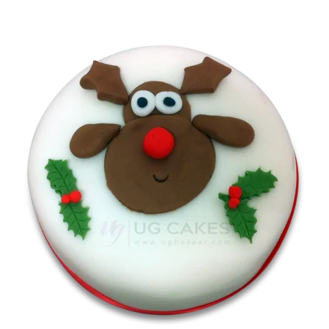 Christmas Cake with reindeer fondant