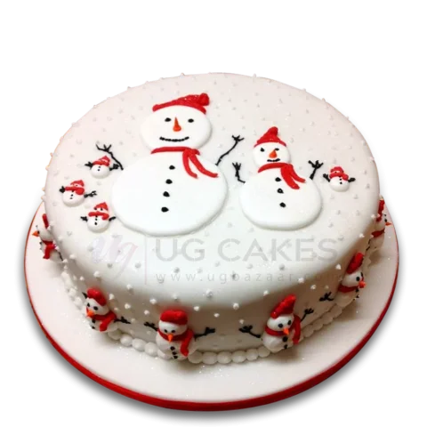 Christmas Cake with Snowman fondant
