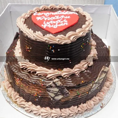 Double-Decker Chocolate Cake with Cream Border