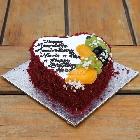 Red Velvet Cake Topping with Fresh Fruits