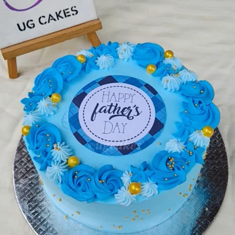 Father's Day Blue Floral Cake