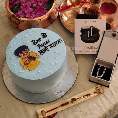 Cake, Rakhi, Ultima Earbuds & Stylish Bracelet