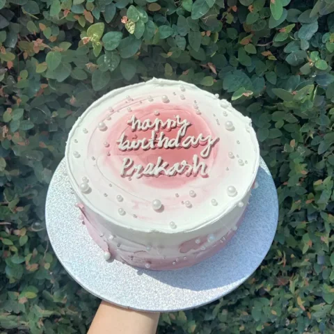 Cake with pearls topping