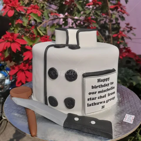 Chef Coat Design Fondant Cake with Knife and spatula