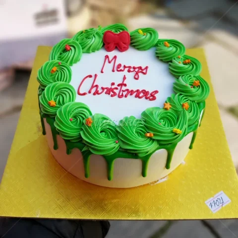 Christmas Tree Themed Vanilla Cake