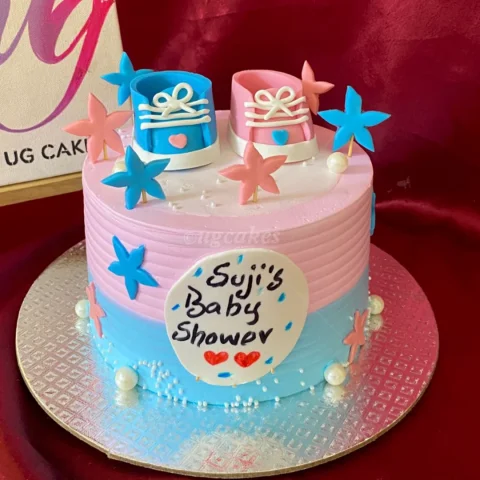 Gender Reveal Shoe Cake