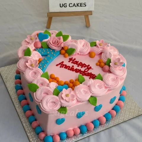 Heart Shaped Rosette Themed Cake