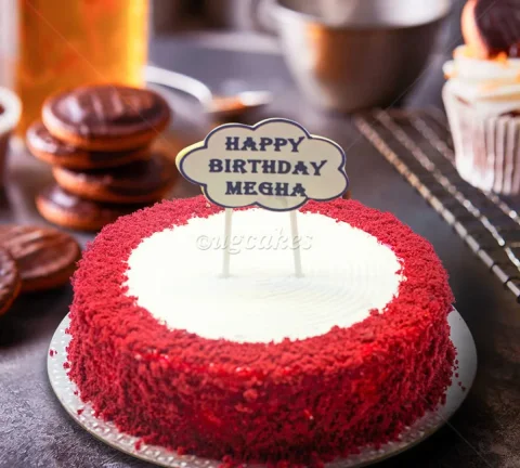 Red Velvet Cake with Message Topping
