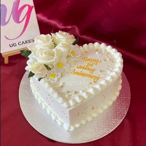 White Roses Anniversary Cake
